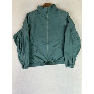 Uniqlo Nylon Blouson Jacket Women's Small Green Full Zip Packable Hood Cropped